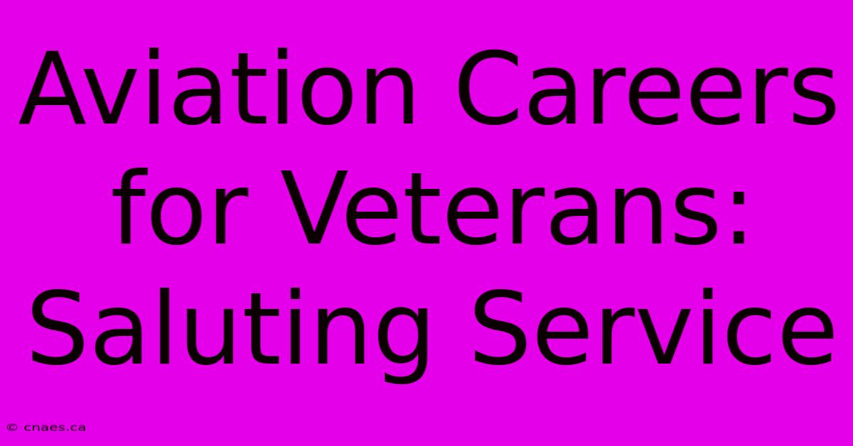 Aviation Careers For Veterans: Saluting Service 