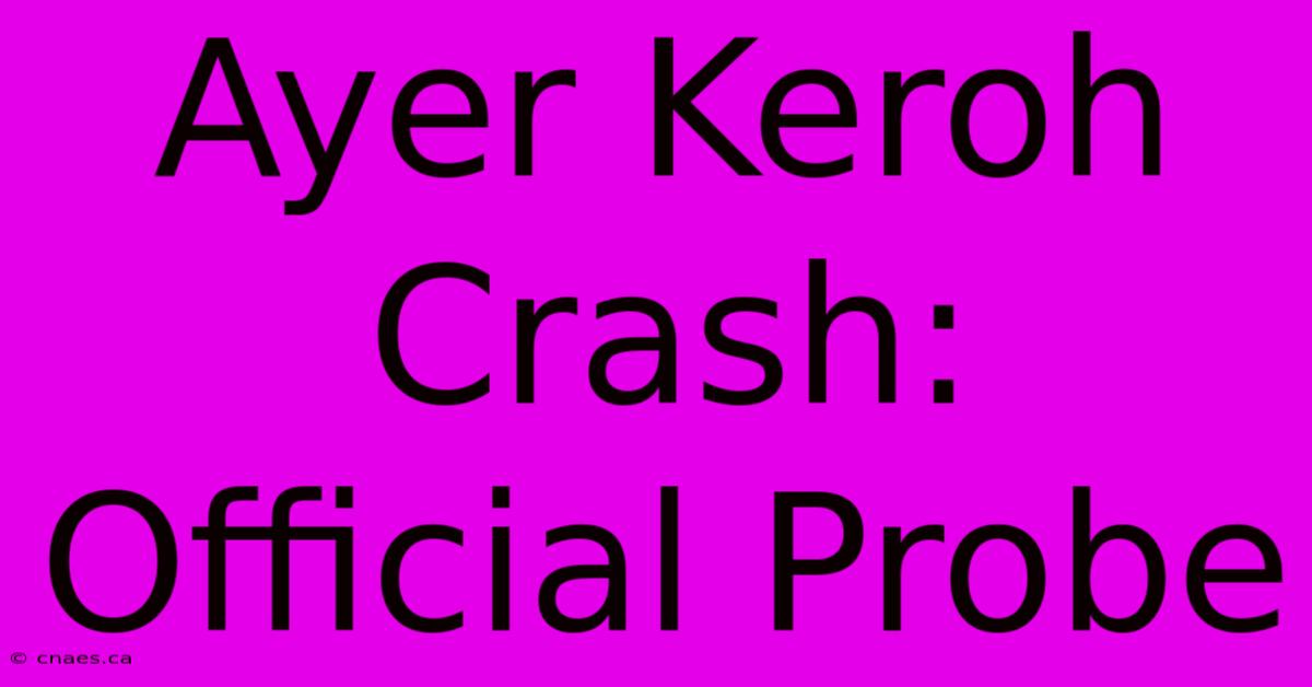 Ayer Keroh Crash: Official Probe