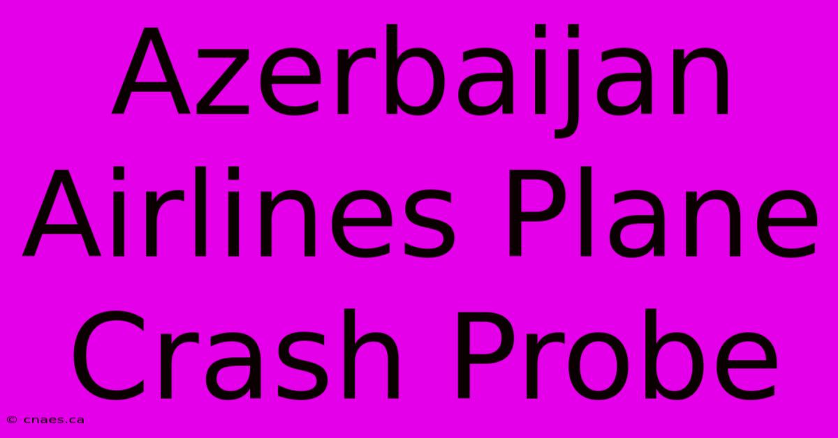 Azerbaijan Airlines Plane Crash Probe