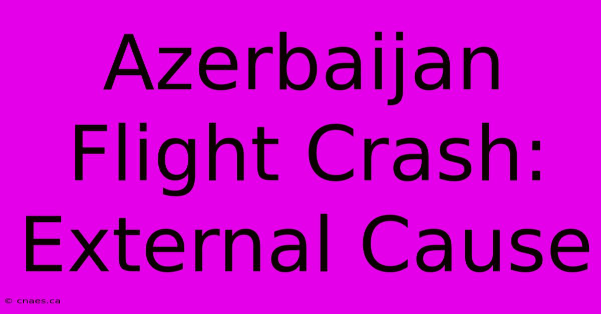 Azerbaijan Flight Crash: External Cause