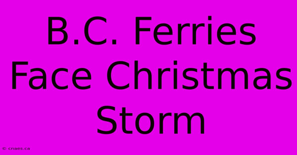 B.C. Ferries Face Christmas Storm