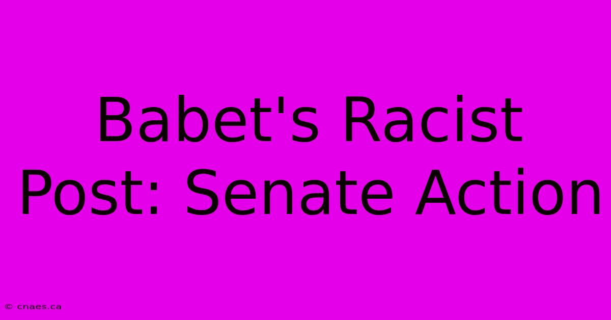 Babet's Racist Post: Senate Action