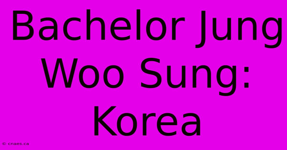 Bachelor Jung Woo Sung: Korea