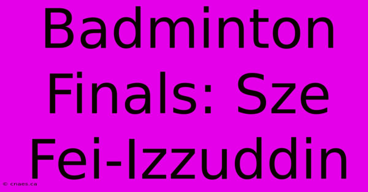 Badminton Finals: Sze Fei-Izzuddin