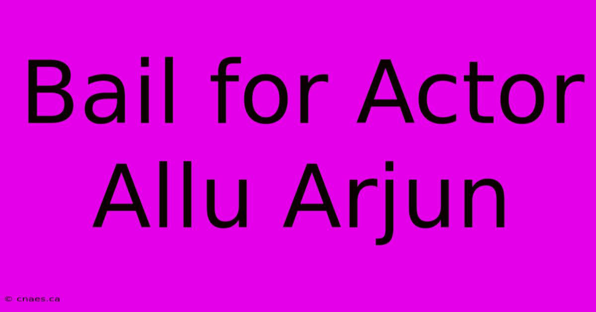 Bail For Actor Allu Arjun