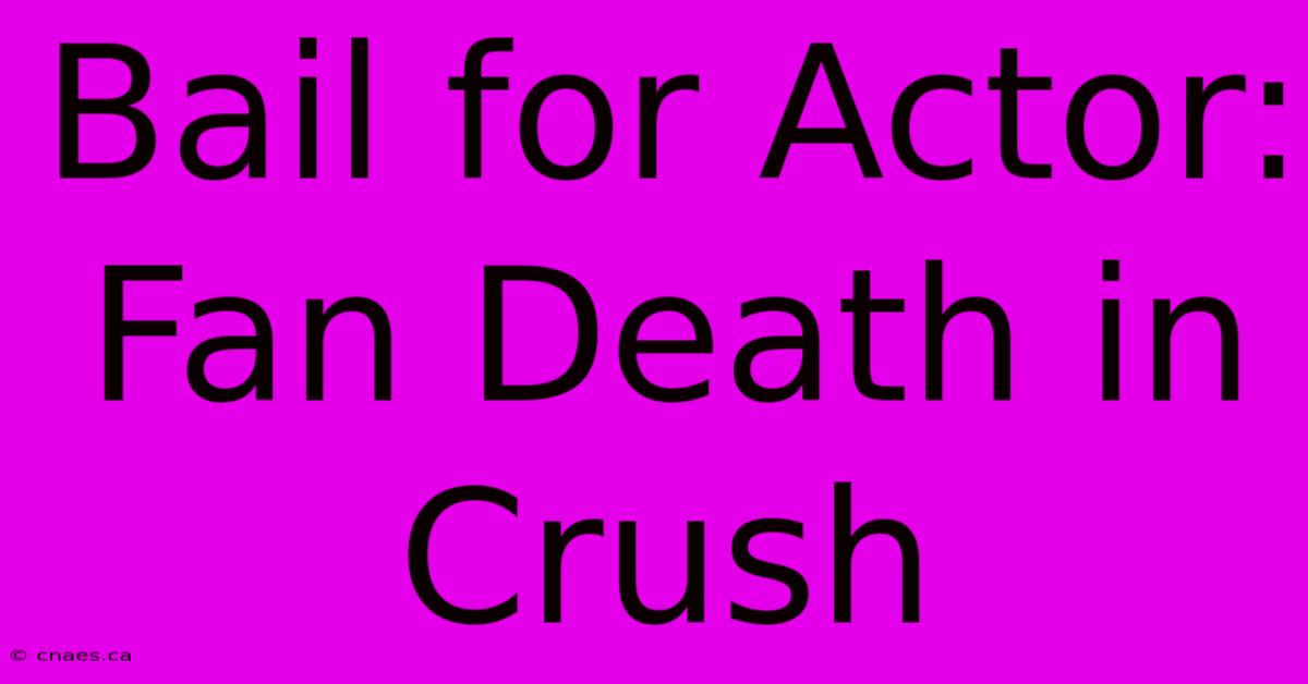 Bail For Actor: Fan Death In Crush