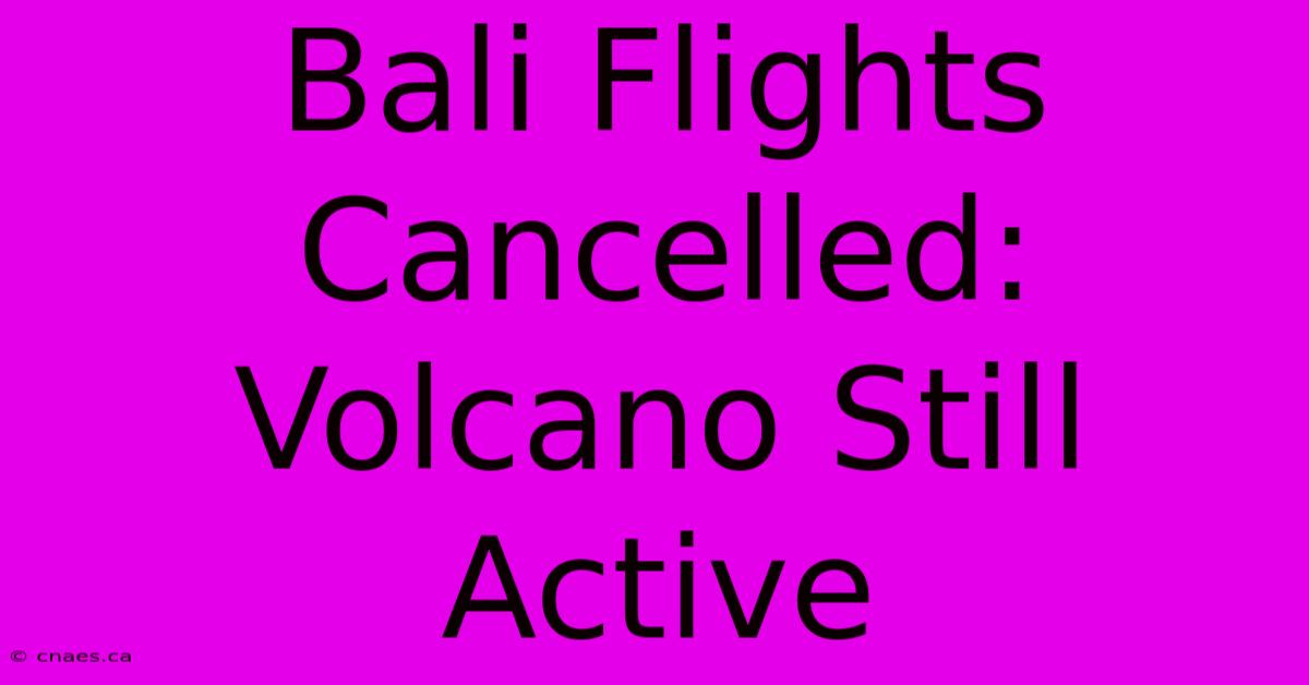 Bali Flights Cancelled: Volcano Still Active 