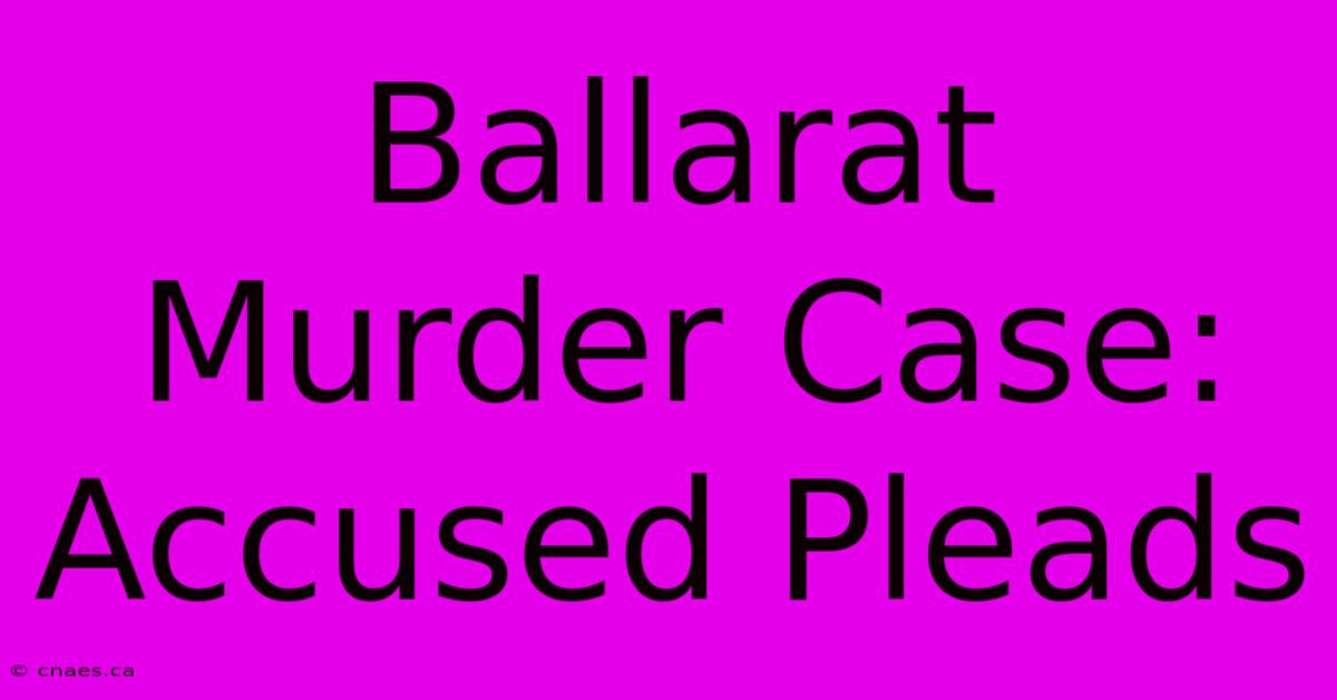 Ballarat Murder Case: Accused Pleads 