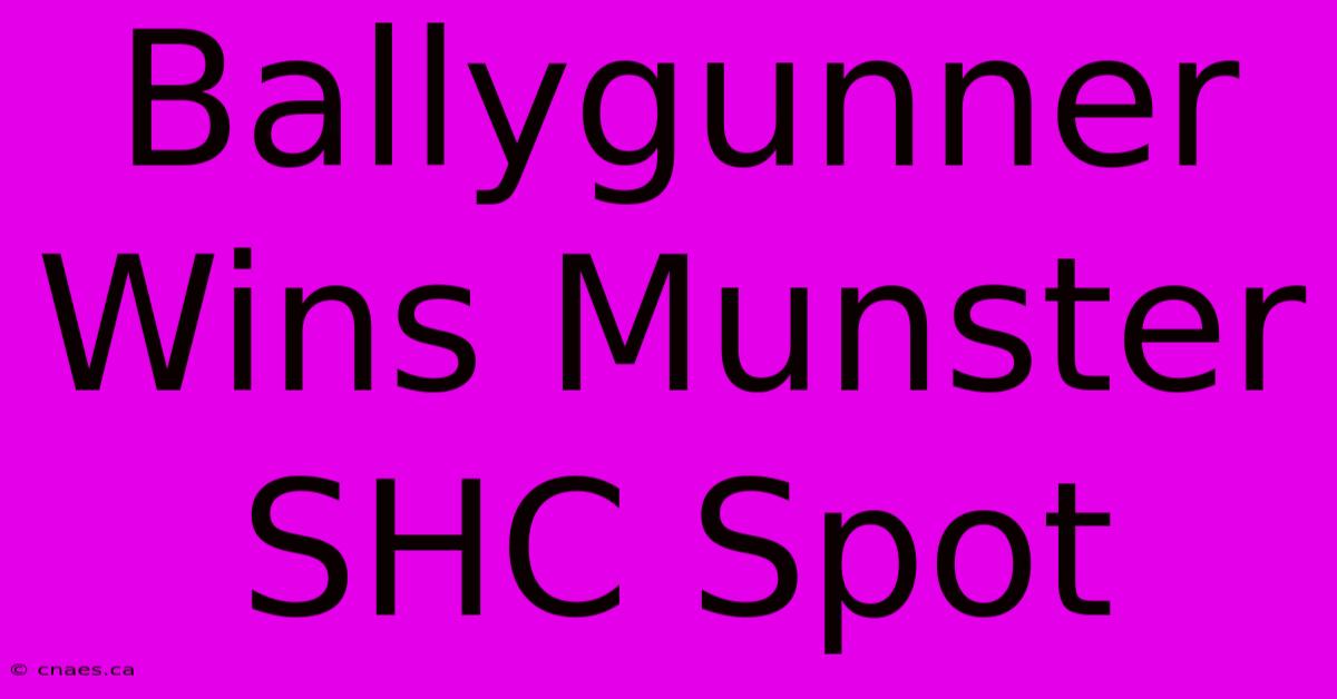 Ballygunner Wins Munster SHC Spot