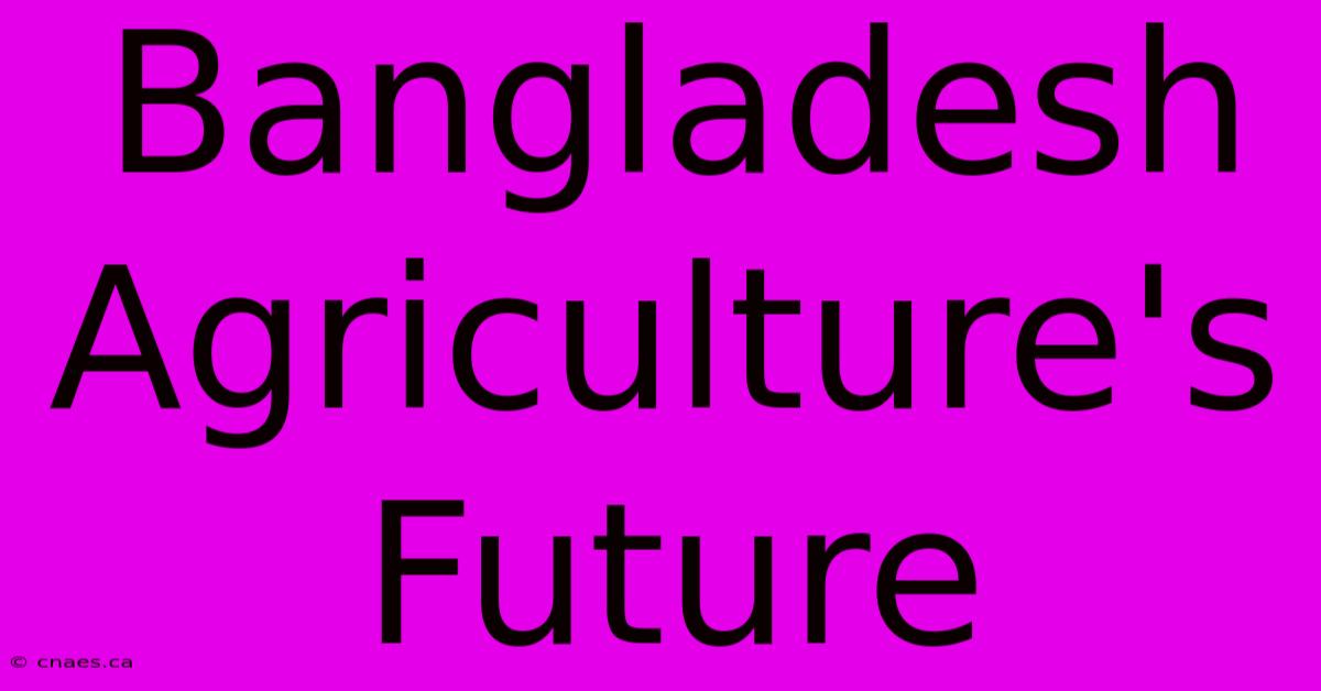 Bangladesh Agriculture's Future