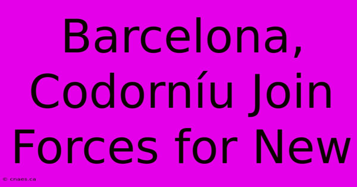 Barcelona, Codorníu Join Forces For New 