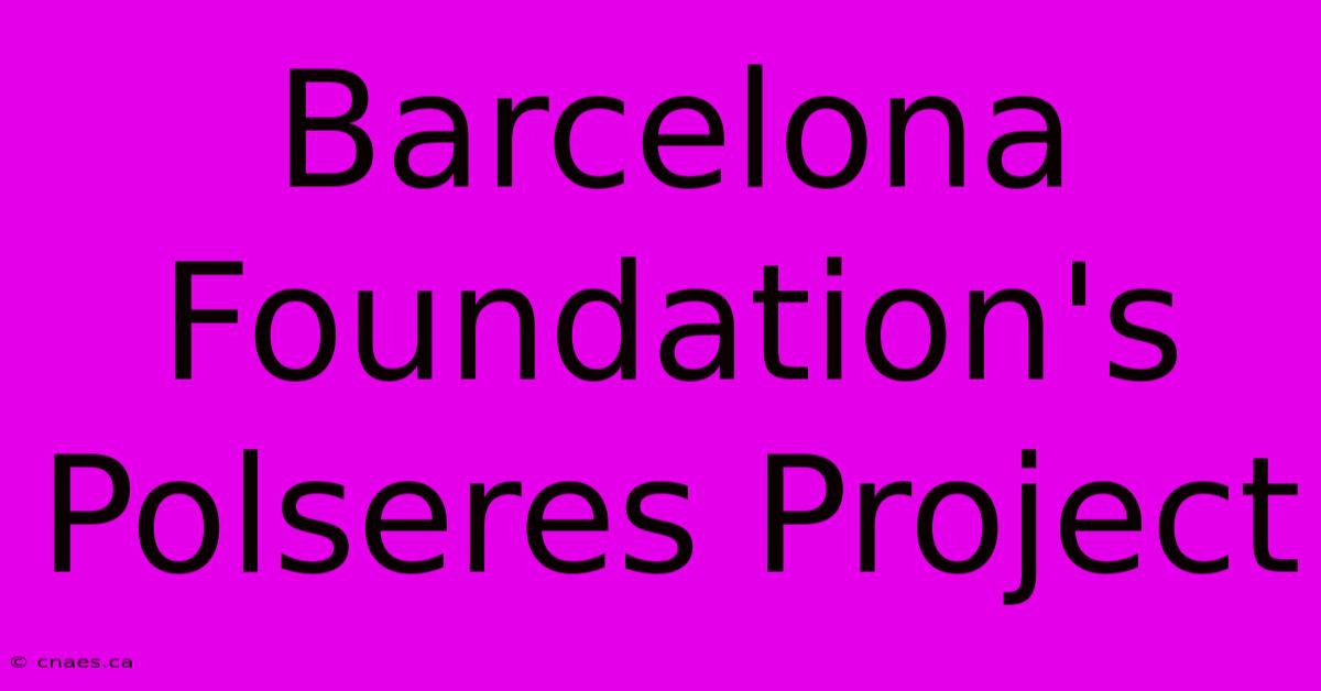 Barcelona Foundation's Polseres Project