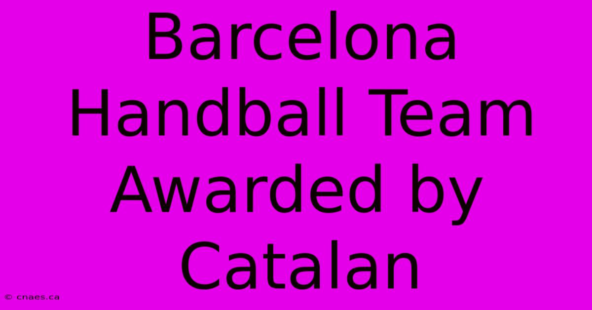 Barcelona Handball Team Awarded By Catalan