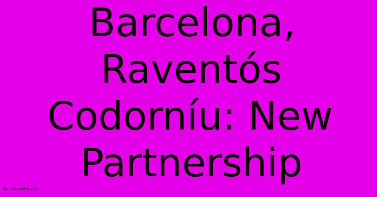 Barcelona, Raventós Codorníu: New Partnership