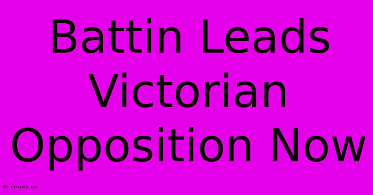 Battin Leads Victorian Opposition Now