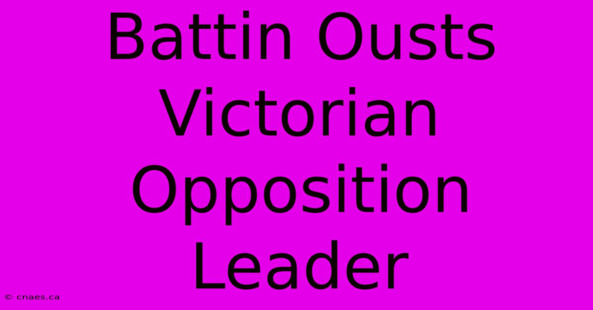 Battin Ousts Victorian Opposition Leader