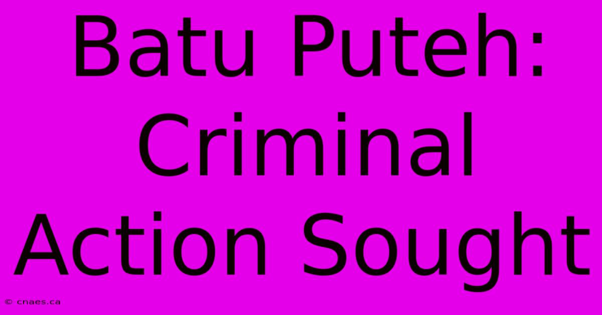 Batu Puteh: Criminal Action Sought