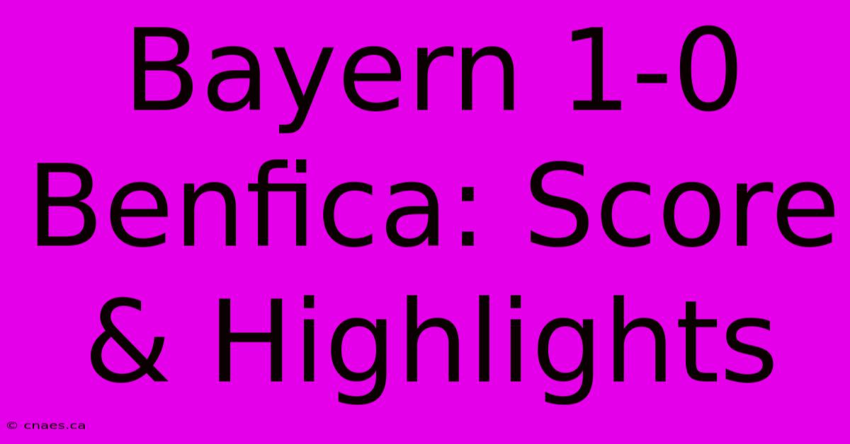 Bayern 1-0 Benfica: Score & Highlights