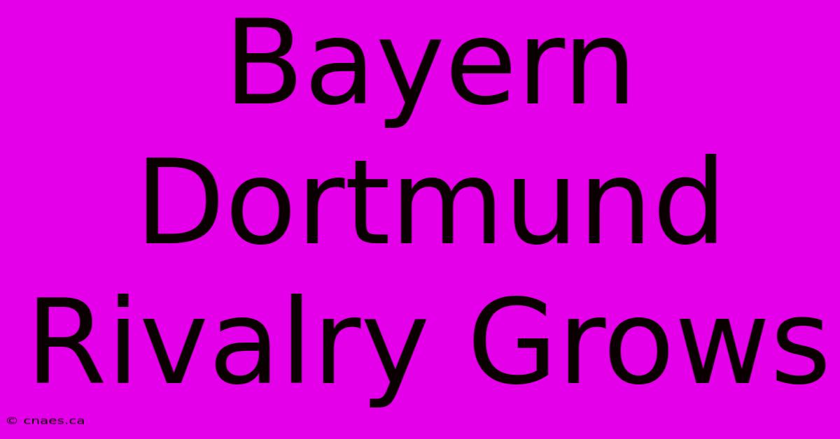 Bayern Dortmund Rivalry Grows