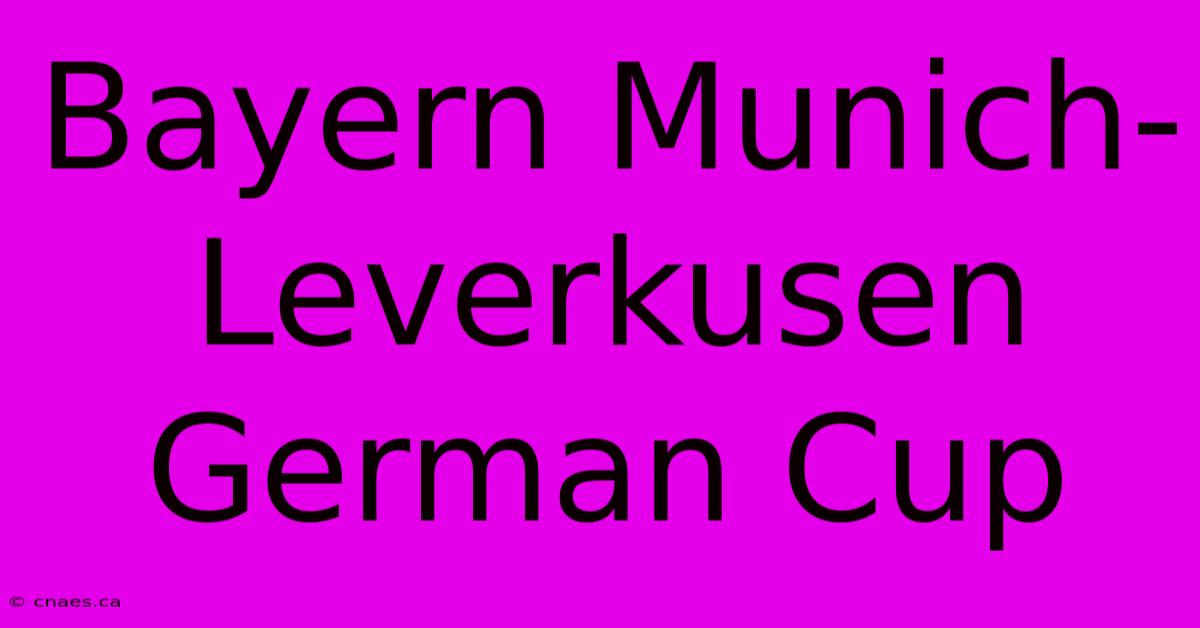 Bayern Munich-Leverkusen German Cup