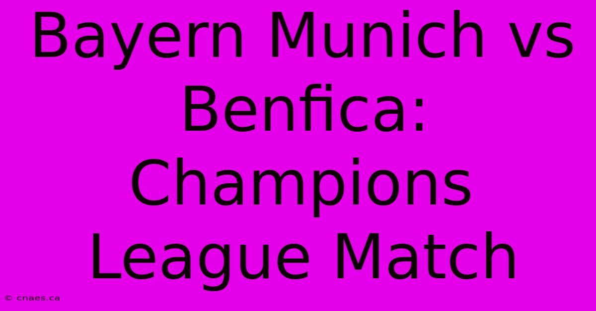 Bayern Munich Vs Benfica: Champions League Match