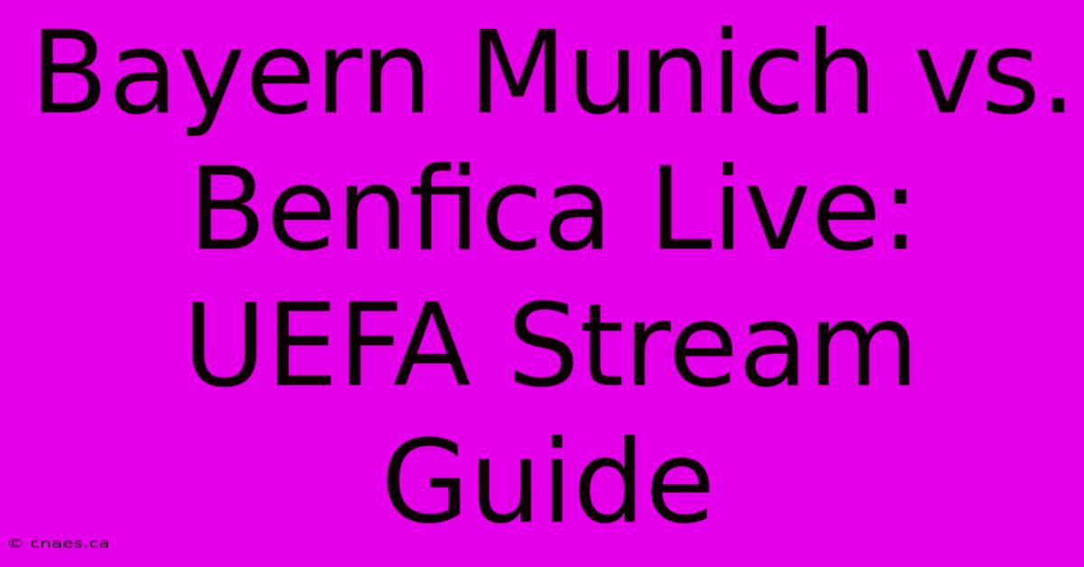 Bayern Munich Vs. Benfica Live: UEFA Stream Guide