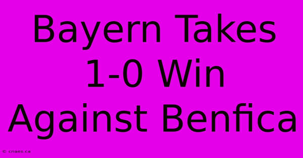 Bayern Takes 1-0 Win Against Benfica