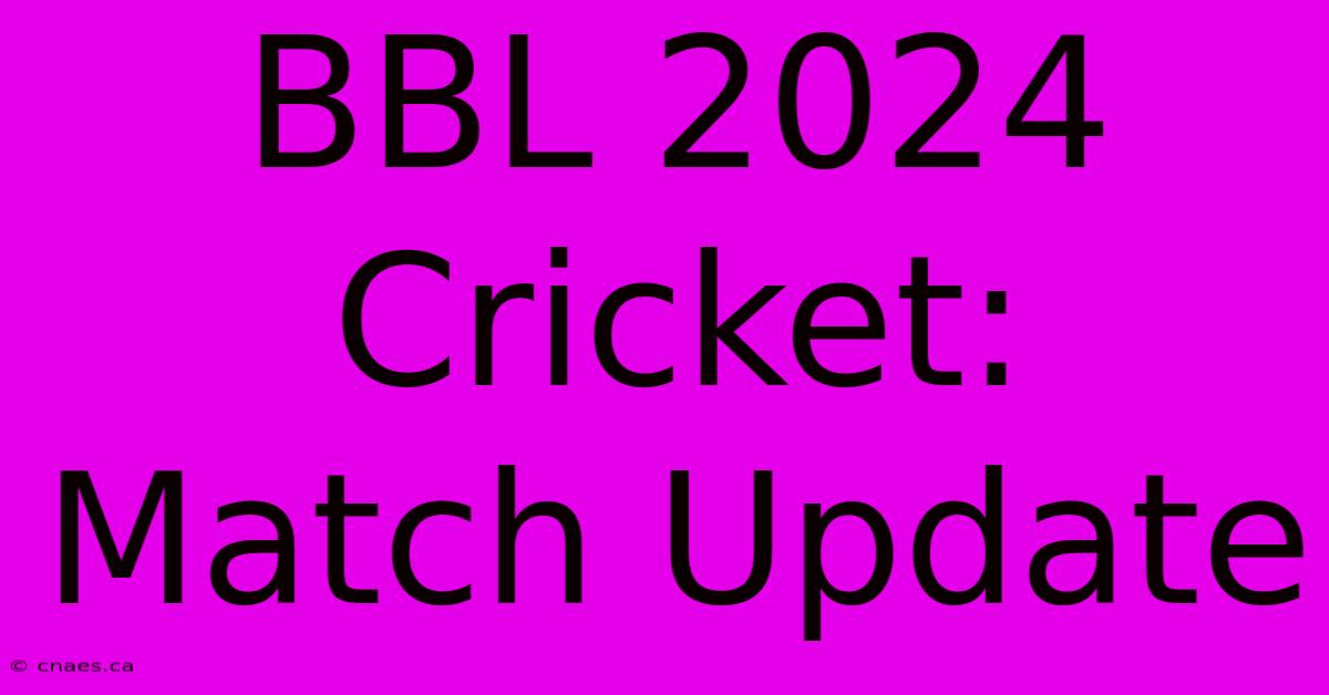 BBL 2024 Cricket: Match Update