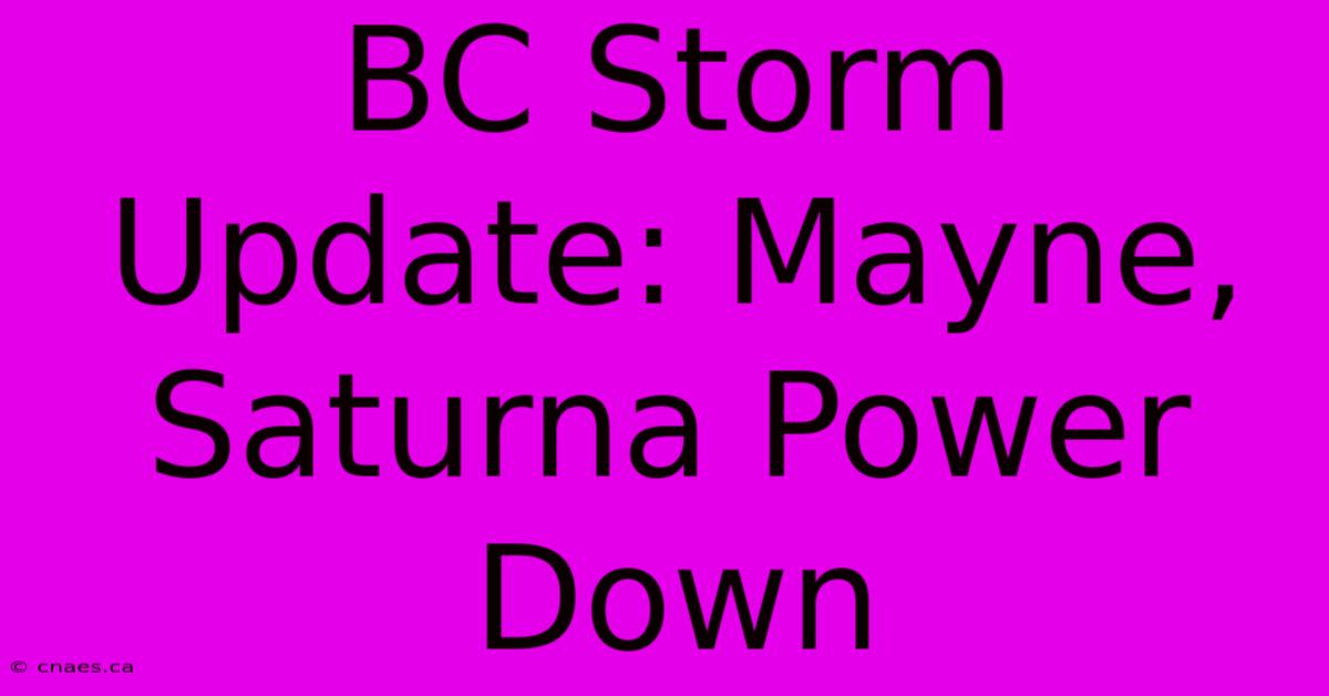 BC Storm Update: Mayne, Saturna Power Down