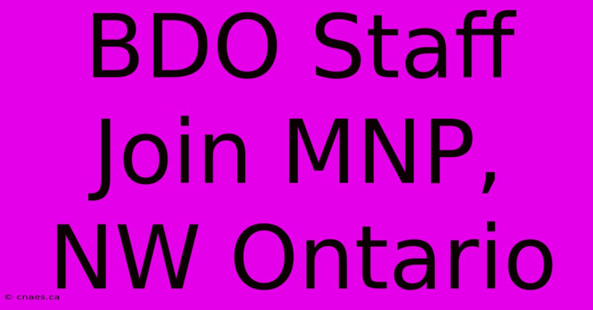 BDO Staff Join MNP, NW Ontario