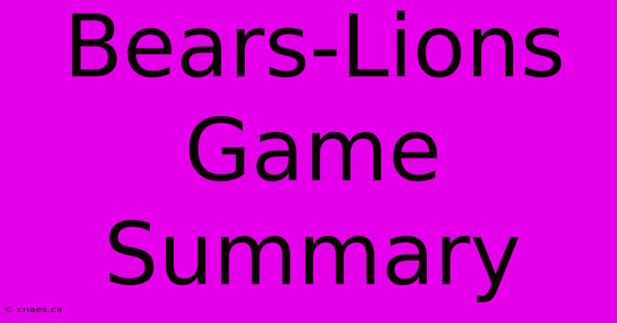 Bears-Lions Game Summary