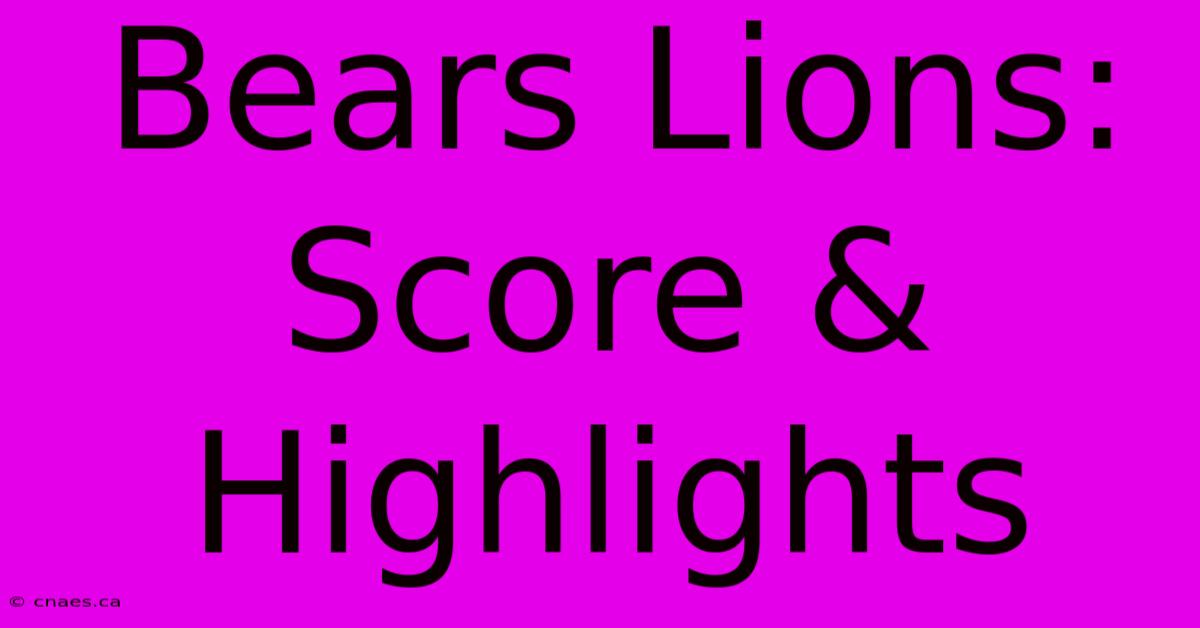 Bears Lions: Score & Highlights