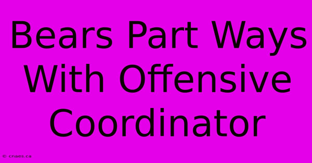 Bears Part Ways With Offensive Coordinator