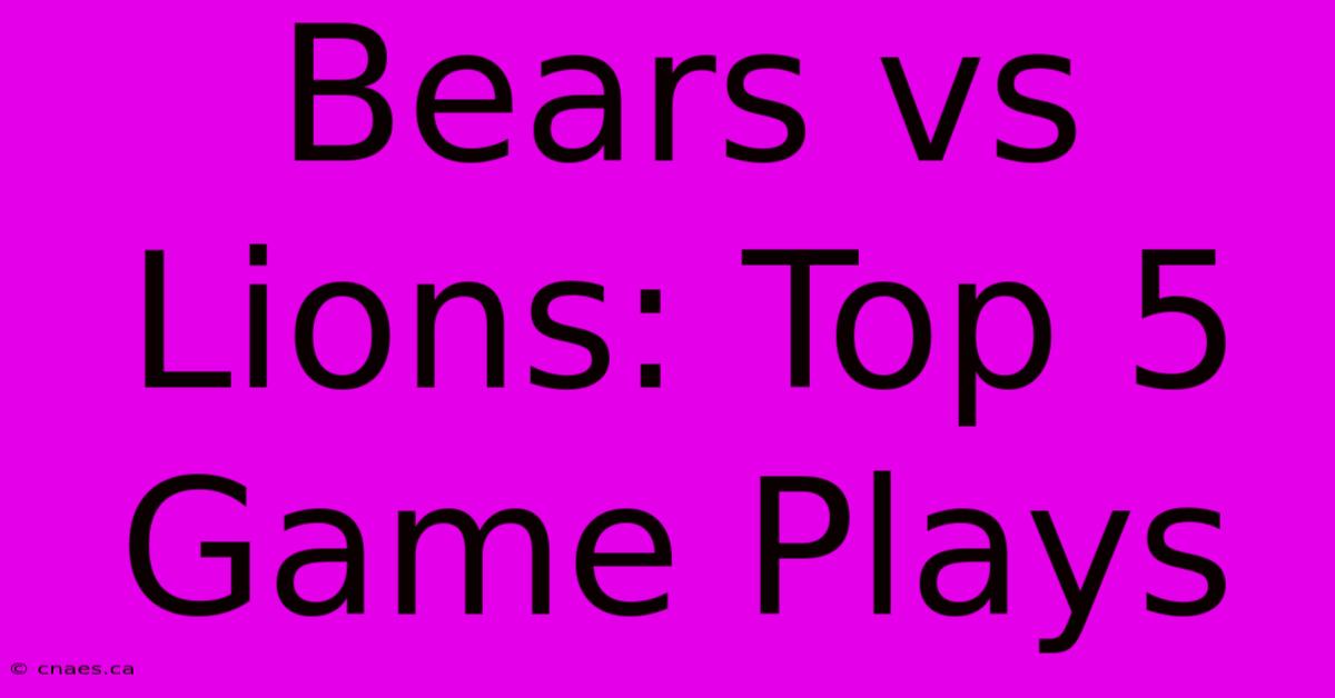 Bears Vs Lions: Top 5 Game Plays