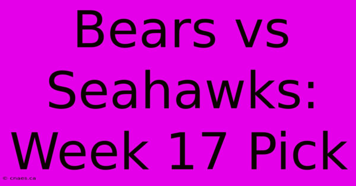 Bears Vs Seahawks: Week 17 Pick