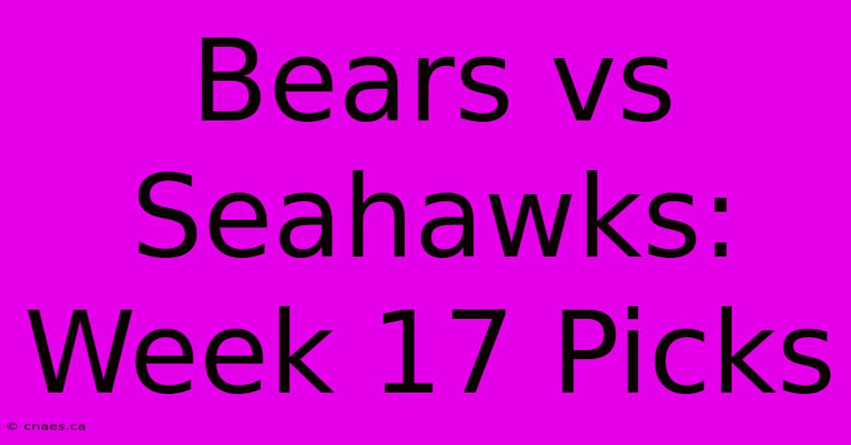 Bears Vs Seahawks: Week 17 Picks