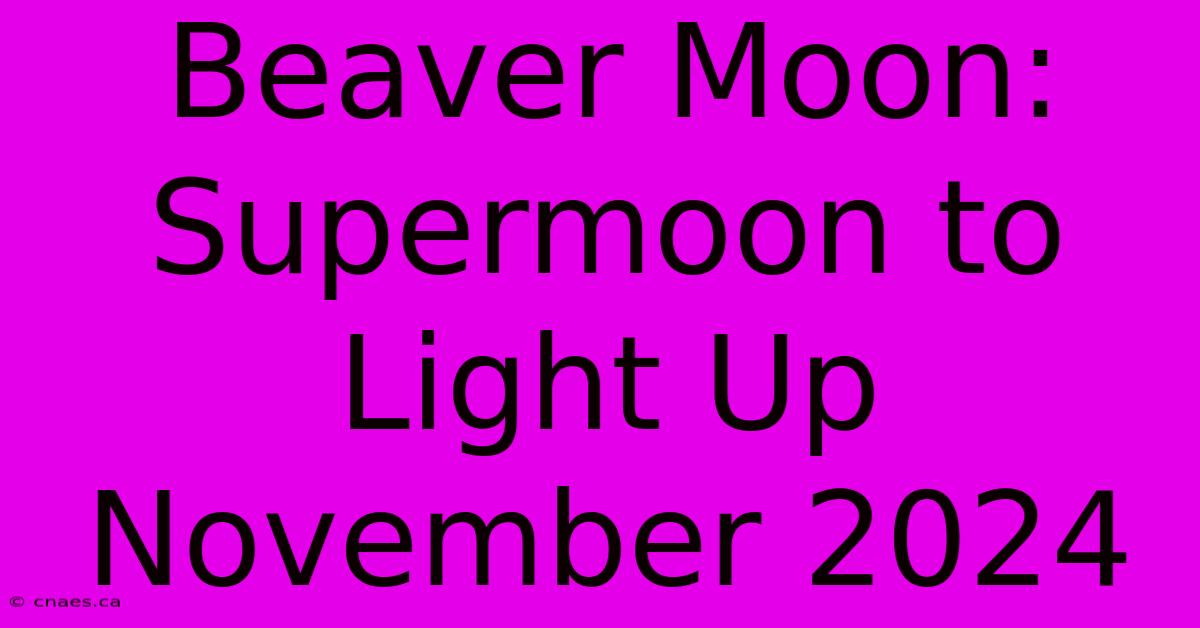 Beaver Moon: Supermoon To Light Up November 2024 