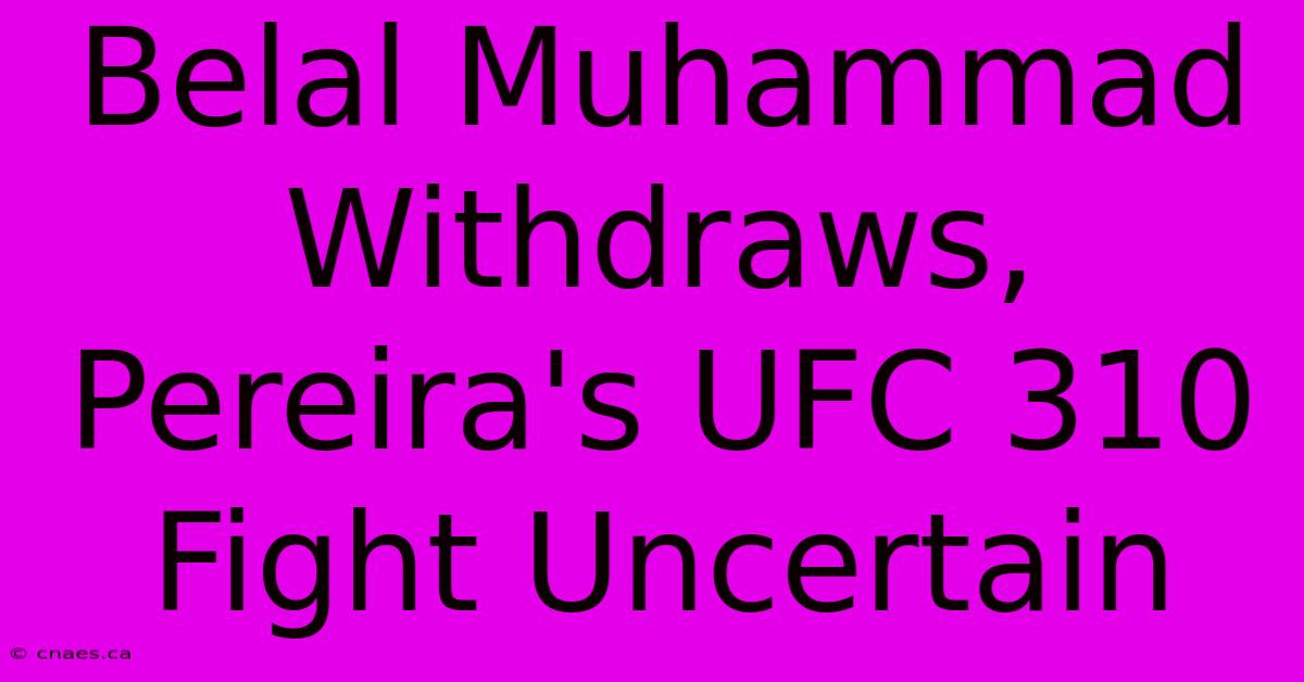 Belal Muhammad Withdraws, Pereira's UFC 310 Fight Uncertain