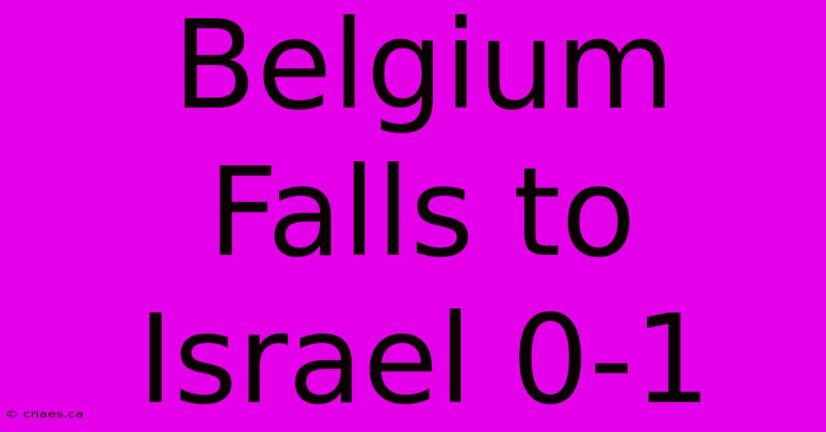 Belgium Falls To Israel 0-1