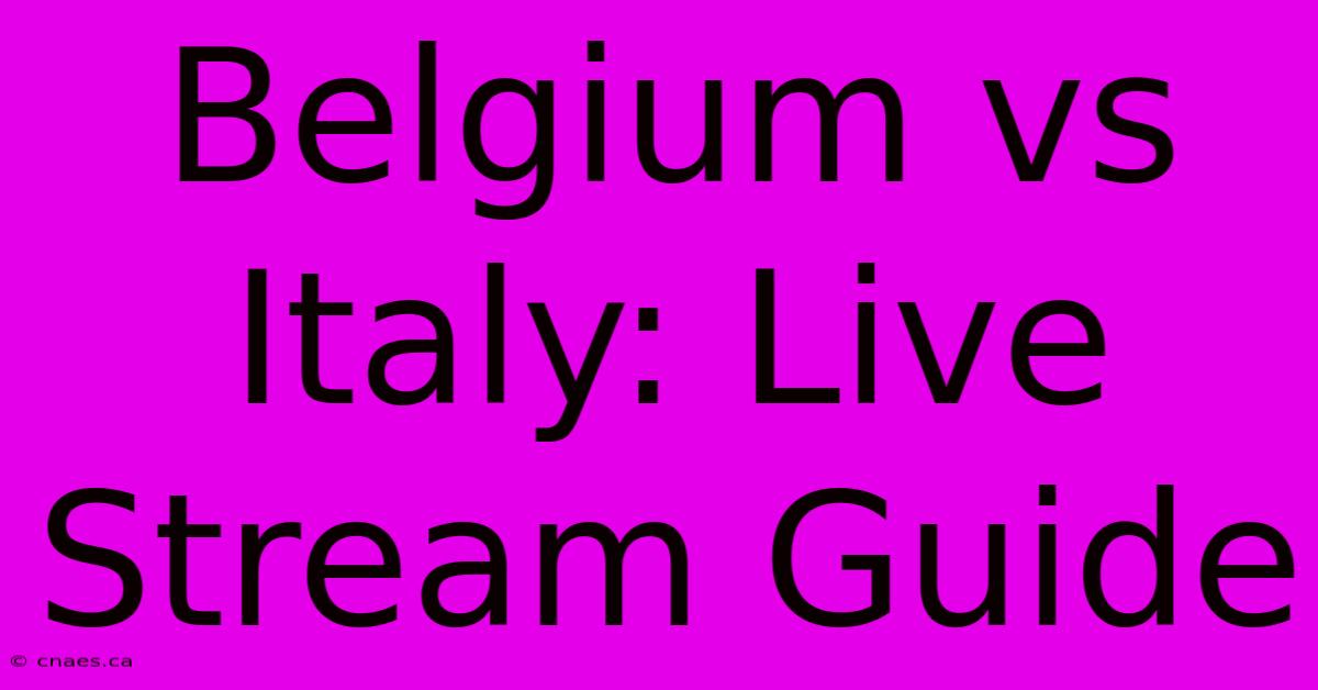 Belgium Vs Italy: Live Stream Guide