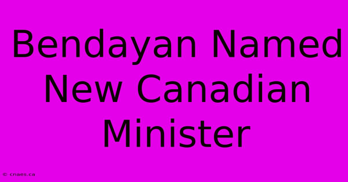 Bendayan Named New Canadian Minister