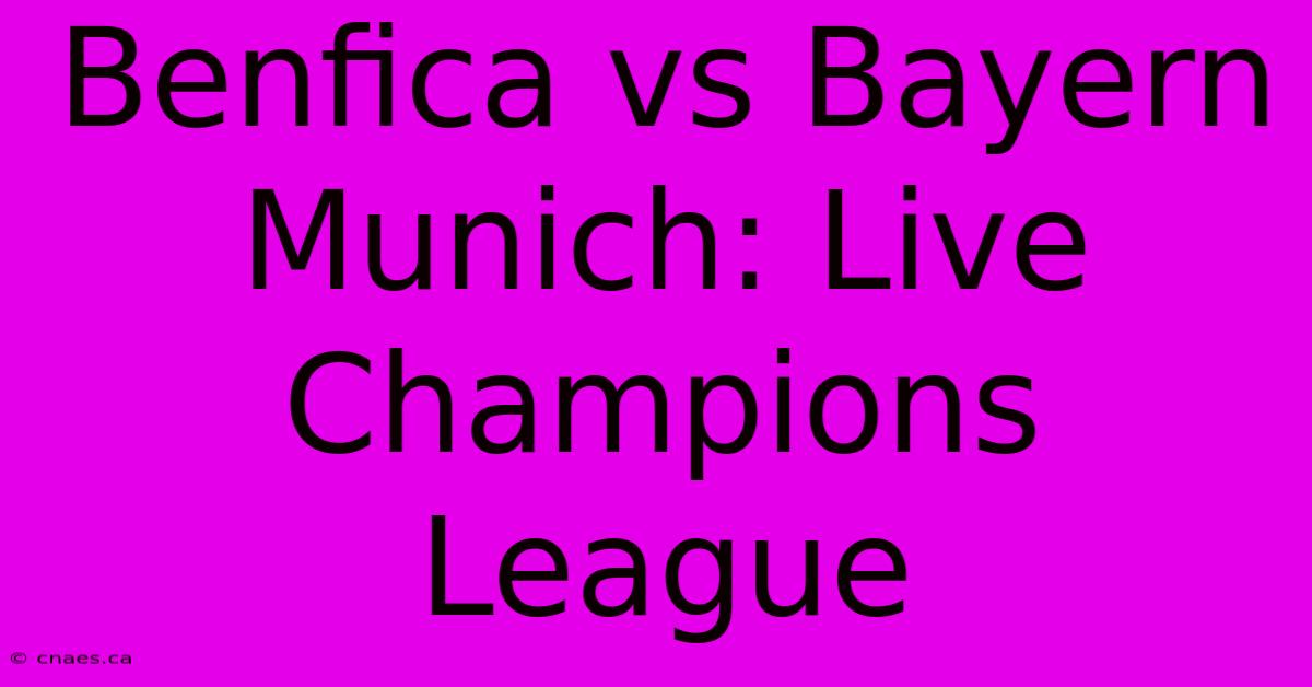 Benfica Vs Bayern Munich: Live Champions League