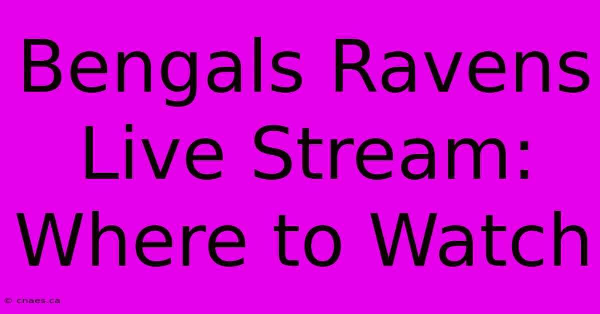 Bengals Ravens Live Stream: Where To Watch