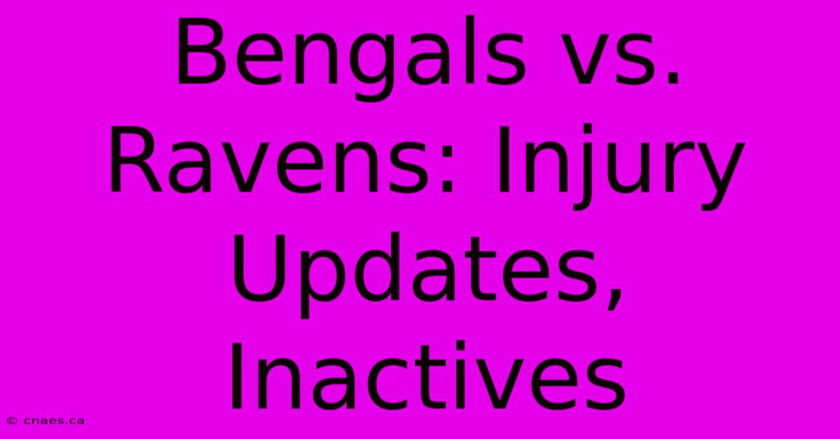 Bengals Vs. Ravens: Injury Updates, Inactives 