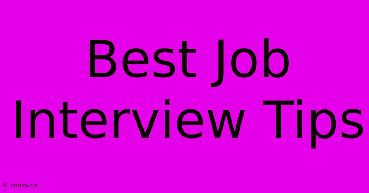 Best Job Interview Tips