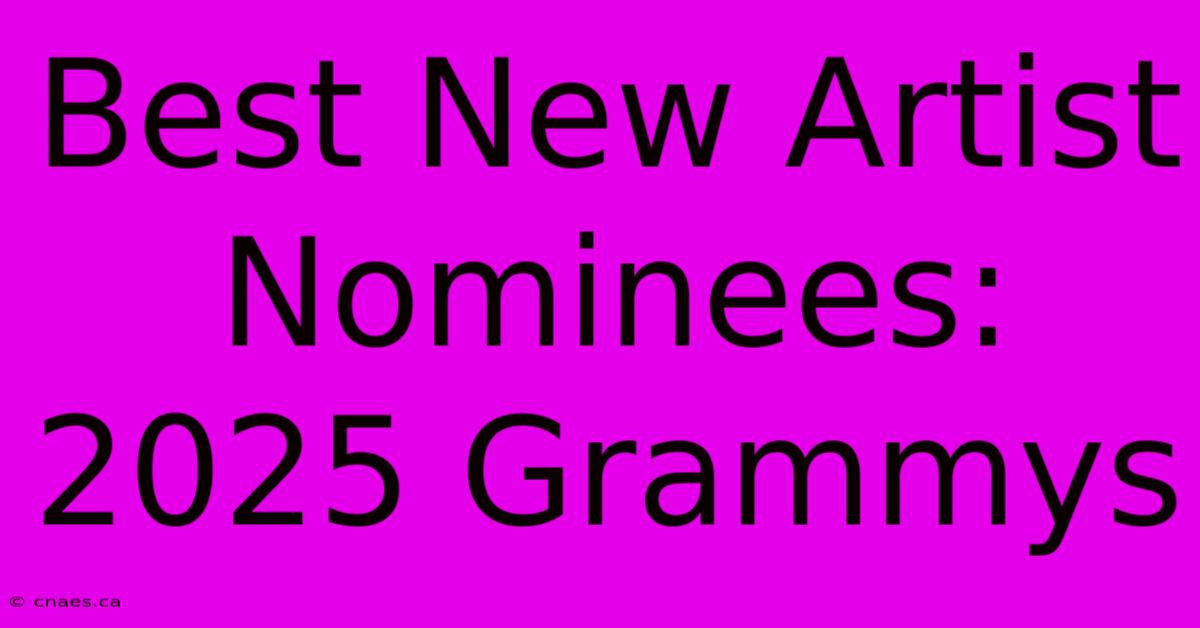 Best New Artist Nominees: 2025 Grammys