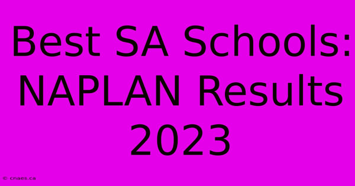 Best SA Schools: NAPLAN Results 2023