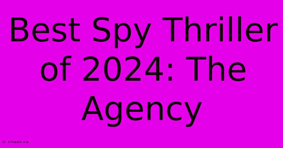 Best Spy Thriller Of 2024: The Agency