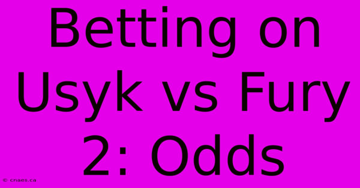 Betting On Usyk Vs Fury 2: Odds