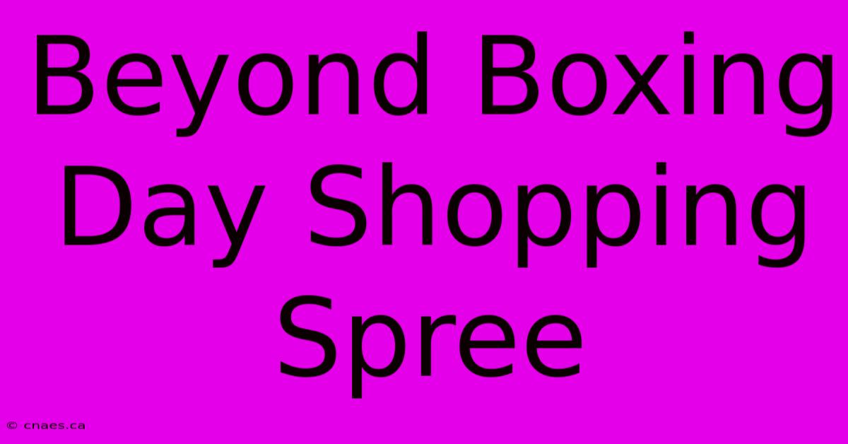 Beyond Boxing Day Shopping Spree